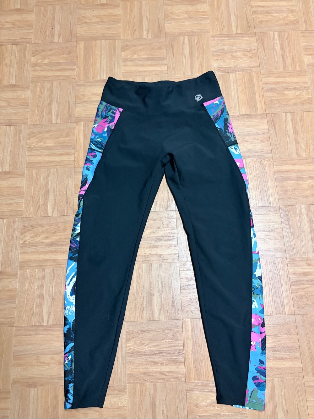 Women’s Black Active Leggings with Multicolor Side Panels - Josie